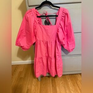 A New Day Hot Pink Puff Sleeve Dress